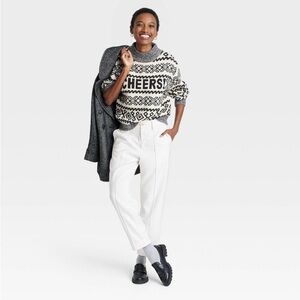 A New Day Women's Crewneck Graphic Pullover Sweater black color size XXL